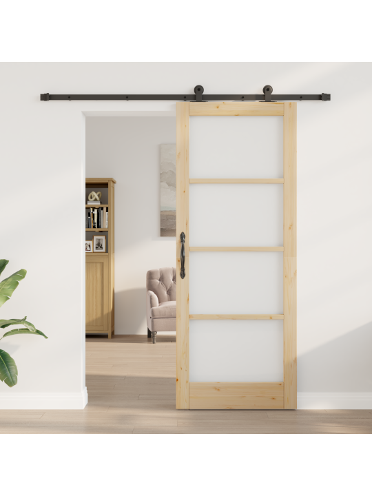 Posuvné dveře s montážní sadou 'orkdal'z masivního dřeva a skla, interiérové dveře se sklem 'orkdal'83x211x4 cm z masivního borového dřeva