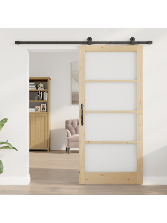Posuvné dveře s hardwarem 'orkdal'z masivního dřeva a skla, interiérové dveře se sklem 'orkdal'93x202x4 cm z masivního dřeva borovice