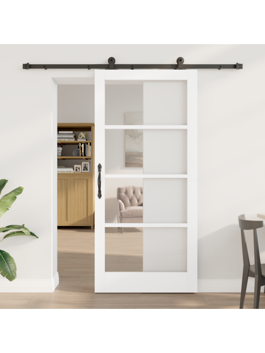 Posuvné dveře s hardwarem 'orkdal'bílé z masivního dřeva a skla, vnitřní dveře se sklem 'orkdal'bílé 93x202x4 cm
