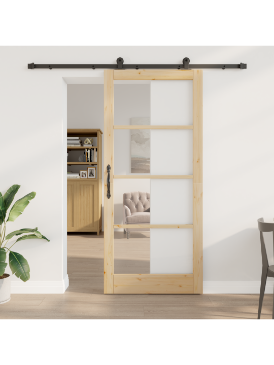 Posuvné dveře se sadou hardwaru 'orkdal'masivní dřevo a sklo, interiérové dveře se sklem 'orkdal'93x211x4 cm masivní borové dřevo