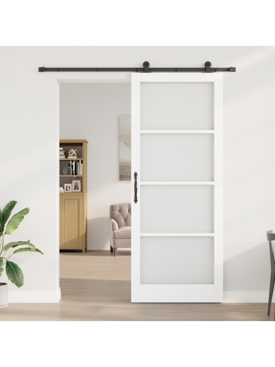Posuvné dveře s kovaním 'orkdal'bílé masivní dřevo & sklo, vnitřní dveře se sklem 'orkdal'bílé 93x232x4 cm