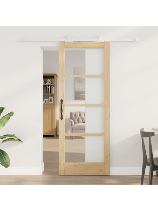 Posuvné dveře se sadou hardwaru 'orkdal'masivní dřevo a sklo, vnitřní dveře se sklem 'orkdal'78x202x4 cm masivní borové dřevo