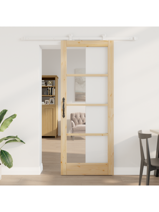 Posuvné dveře s montážní sadou 'orkdal'dřevo a sklo, vnitřní dveře se sklem 'orkdal'83x211x4 cm masivní borové dřevo