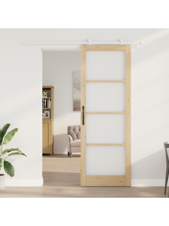 Posuvný dveře s montážní sadou 'orkdal'masivní dřevo a sklo, interiérový dveře se sklem 'orkdal'83x232x4 cm z masivního borového dřeva