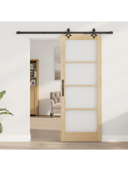 Posuvné dveře s hardware sadou "orkdal" masivní dřevo a sklo, vnitřní dveře se sklem "orkdal" 78x202x4 cm masivní dřevo borovice