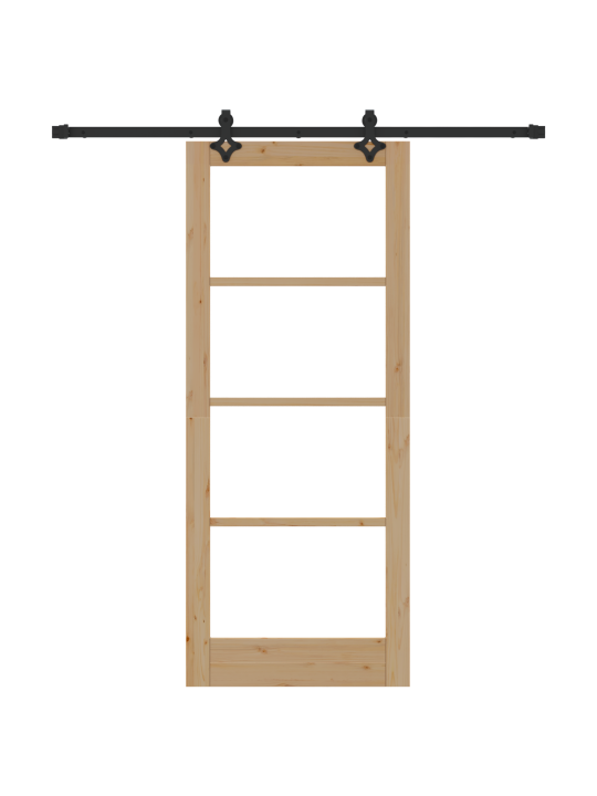 Posuvné dveře se sadou hardware "orkdal" z masivního dřeva a skla, interiérové dveře se sklem "orkdal" 83x202x4 cm z masivního dřeva borovice