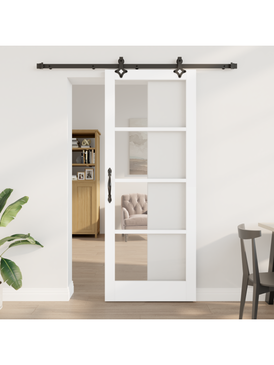 Posuvný dveře s hardwarem "orkdal" bílá z masivního dřeva a skla, interiérový dveře se sklem "orkdal" bílá 83x211x4 cm