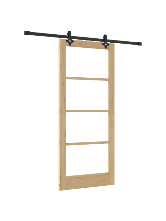Posuvné dveře se sadou hardware 'orkdal'z masivního dřeva a skla, interiérové dveře se sklem 'orkdal'86x198,5x4 cm z masivního borového dřeva