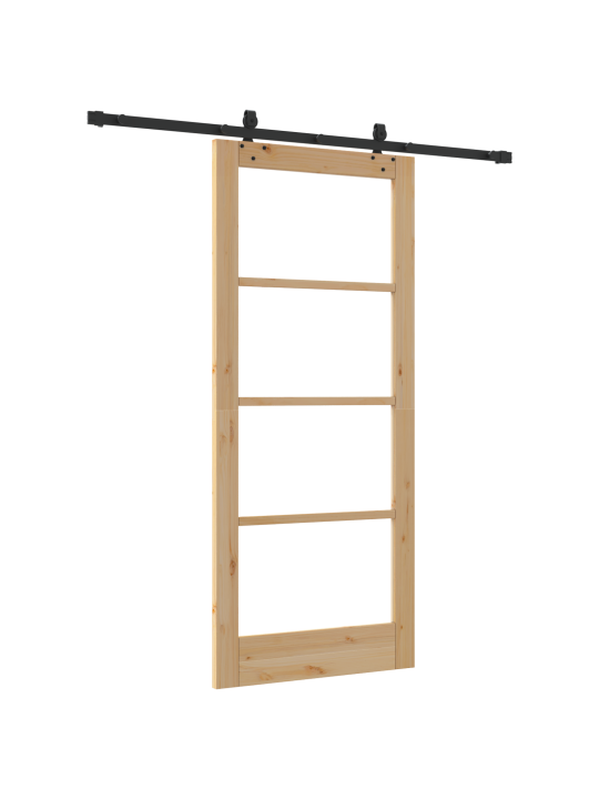 Posuvné dveře se sadou hardware 'orkdal'z masivního dřeva a skla, interiérové dveře se sklem 'orkdal'86x198,5x4 cm z masivního borového dřeva