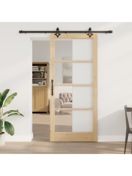 Posuvné dveře se sadou hardwaru 'orkdal'masivní dřevo a sklo, interiérové dveře se sklem 'orkdal'93x211x4 cm masivní borové dřevo