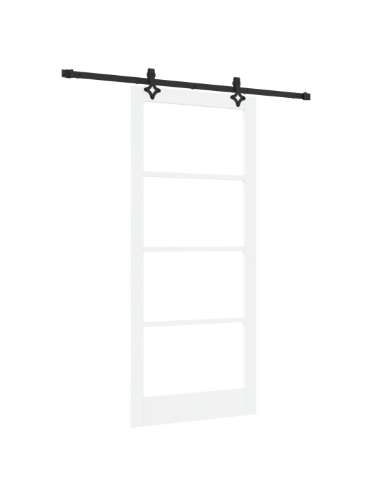 Posuvné dveře se sadou hardware "orkdal" bílá masivní dřevo a sklo, interiérové dveře s sklem "orkdal" bílá 93x211x4 cm