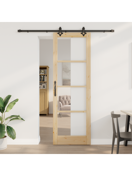 Posuvné dveře s hardware sadou 'orkdal'masivní dřevo a sklo, vnitřní dveře se sklem 'orkdal'78x232x4 cm masivní borové dřevo