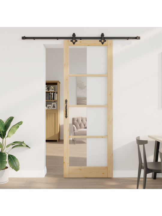Sada posuvných dveří s hardwarem "orkdal" solid wood & glass, vnitřní dveře se sklem "orkdal" 83x232x4 cm solid wood pine