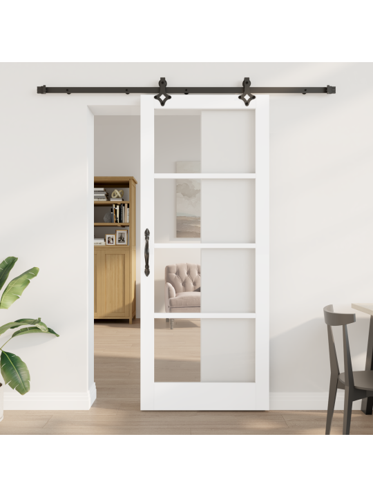 Posuvné dveře s hardwarovou sadou 'orkdal'bílá solidní dřevo a sklo, vnitřní dveře se sklem 'orkdal'bílá 86x211x4 cm