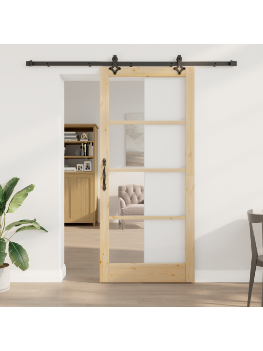 Posuvné dveře s příslušenstvím 'orkdal'masivní dřevo a sklo, interiérové dveře se sklem 'orkdal'93x211x4 cm masivní dřevo borovice