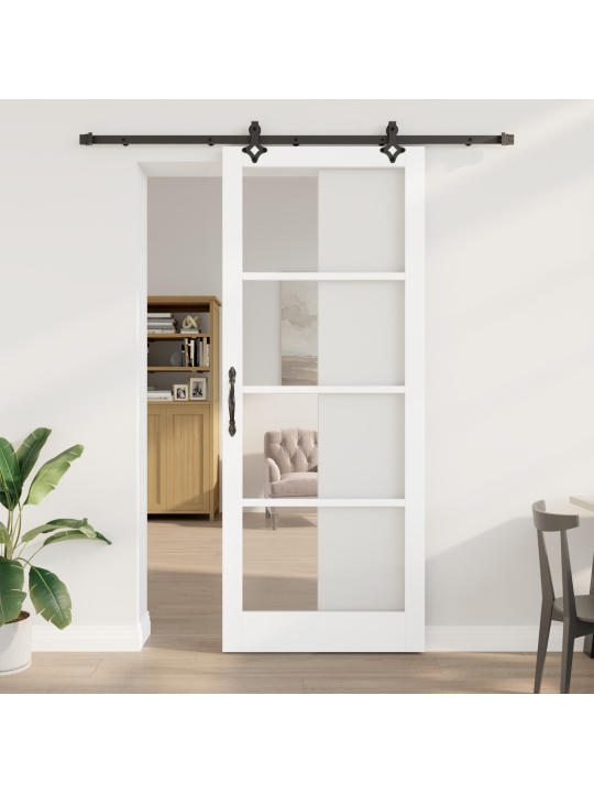 Posuvné dveře se sadou hardware 'orkdal'bílé masivní dřevo a sklo, vnitřní dveře se sklem 'orkdal'bílá 93x232x4 cm