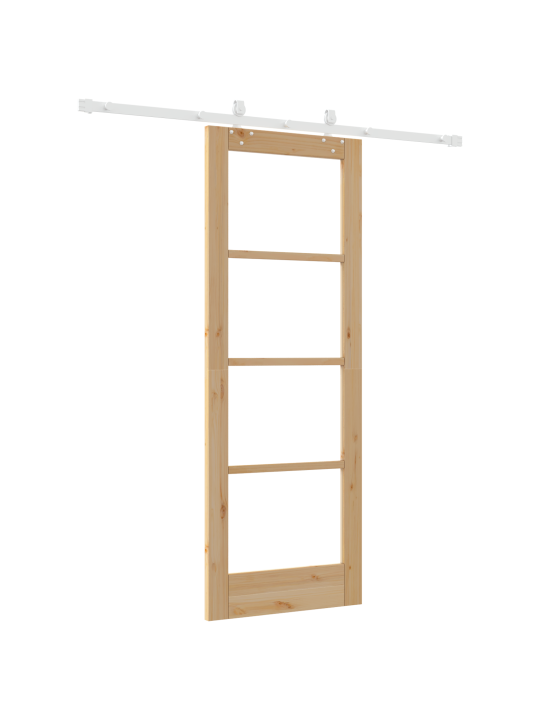 Posuvné dveře s hardwarem 73.5x198.5 cm masivní dřevo borovice, interiérové dveře se sklem "orkdal" 73.5x198.5x4 cm masivní dřevo borovice