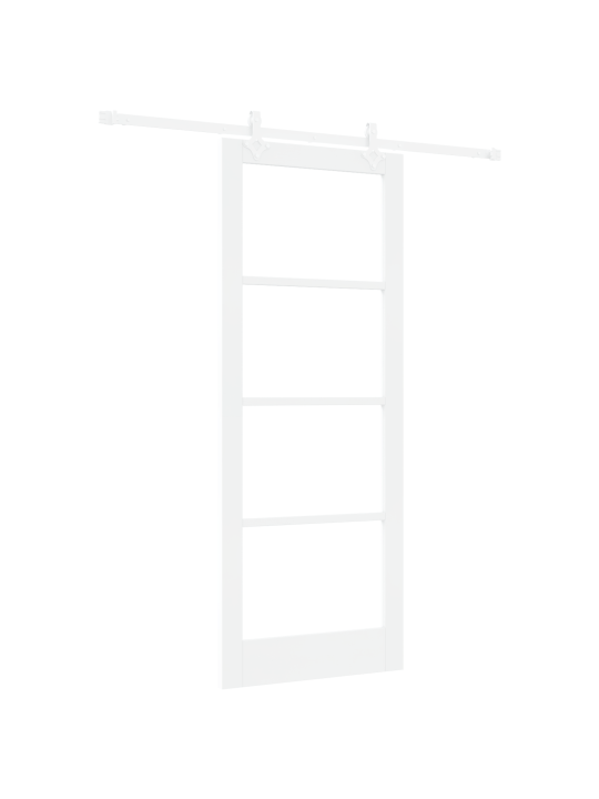Posuvné dveře se sadou hardware bílá 83x211 cm masivní dřevo bor, vnitřní dveře se sklem "orkdal" bílá 83x211x4 cm