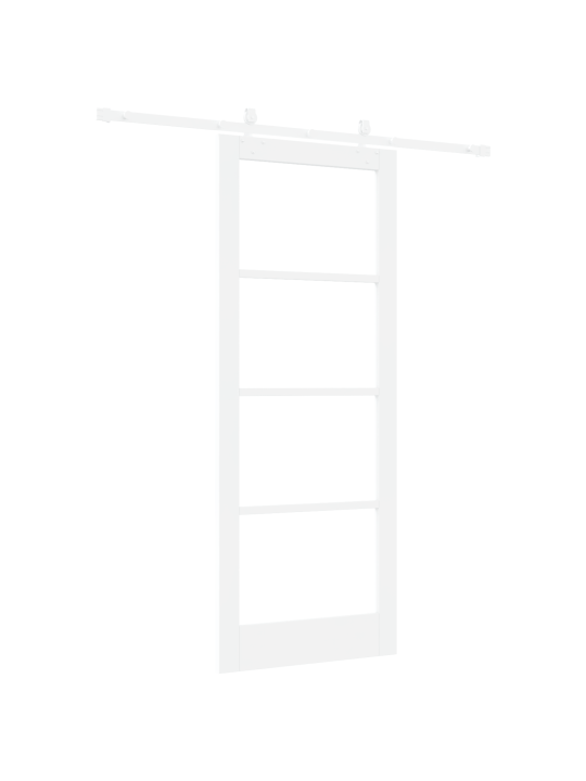 Posuvné dveře se sadou hardware bílá 83x211 cm masivní dřevo bor, vnitřní dveře se sklem "orkdal" bílá 83x211x4 cm