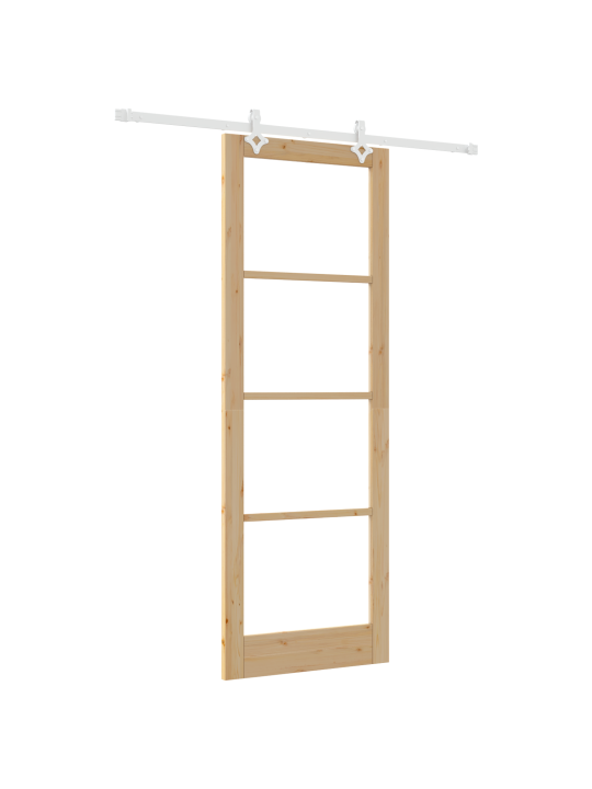 Posuvné dveře s kompletním hardwarem 83x232 cm z borového masivního dřeva, vnitřní dveře se sklem 'orkdal'83x232x4 cm z borového masivního dřeva