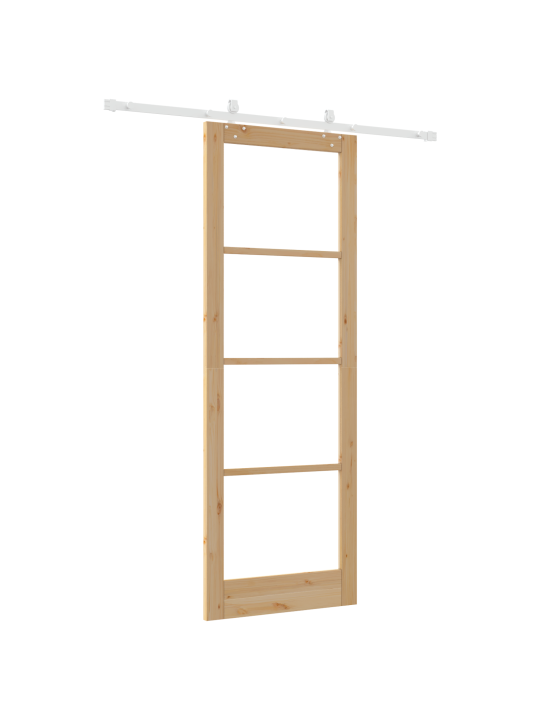 Posuvné dveře s kompletním hardwarem 83x232 cm z borového masivního dřeva, vnitřní dveře se sklem 'orkdal'83x232x4 cm z borového masivního dřeva