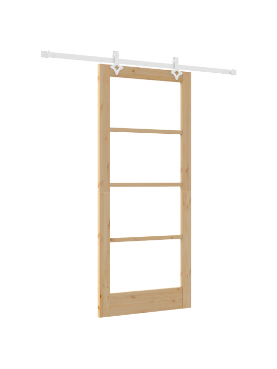Posuvné dveře se sadou hardware 86x198,5 cm z masivního borového dřeva, interiérové dveře se sklem 'orkdal'86x198,5x4 cm z masivního borového dřeva