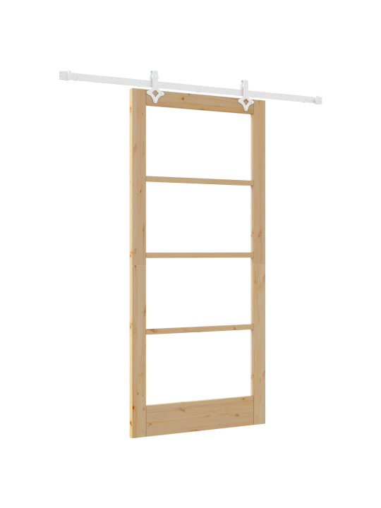 Posuvné dveře s hardwarem 93x202 cm masivní borové dřevo, interiérové dveře s sklem 'orkdal'93x202x4 cm masivní borové dřevo
