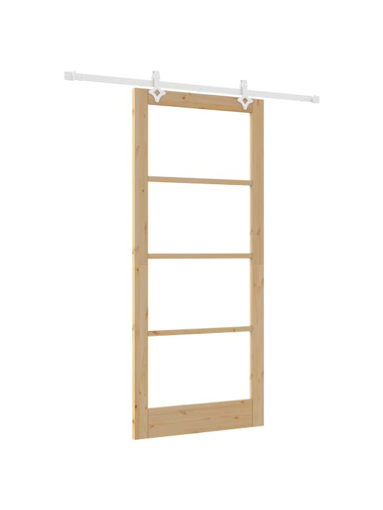 Sada posuvných dveří s hardwarem 93x211 cm z masivního dřeva borového, interiérové dveře s sklem 'orkdal'93x211x4 cm z masivního dřeva borového