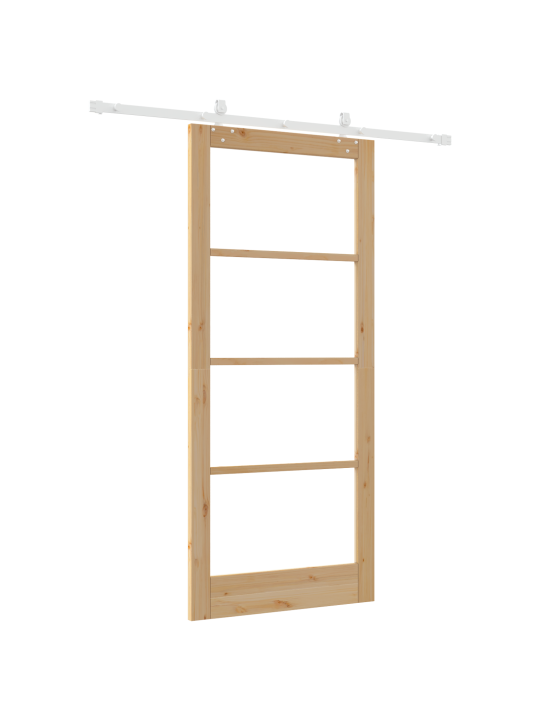 Sada posuvných dveří s hardwarem 93x211 cm z masivního dřeva borového, interiérové dveře s sklem 'orkdal'93x211x4 cm z masivního dřeva borového
