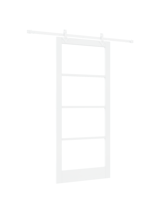 Posuvné dveře s hardwarem sada bílá 93x211 cm masivní dřevo borovice, interiérové dveře se sklem "orkdal" bílá 93x211x4 cm