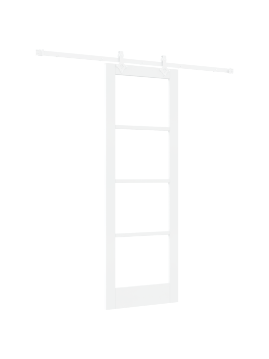 Sada posuvných dveří s hardwarem bílá 73.5x211 cm z masivního borového dřeva, vnitřní dveře se sklem 'orkdal'bílá 73.5x211x4 cm