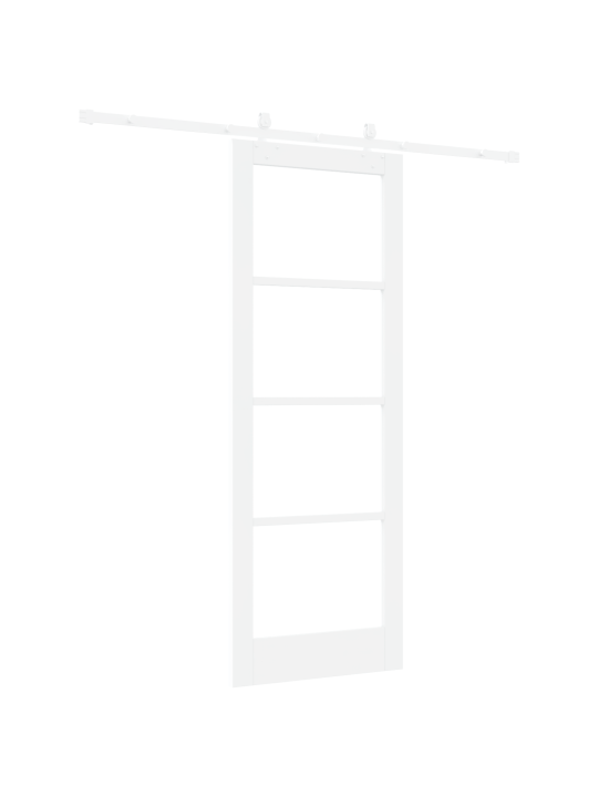 Posuvné dveře s hardwarem sada bílá 78x211 cm masivní dřevo borovice, interiérové dveře se sklem "orkdal" bílá 78x211x4 cm