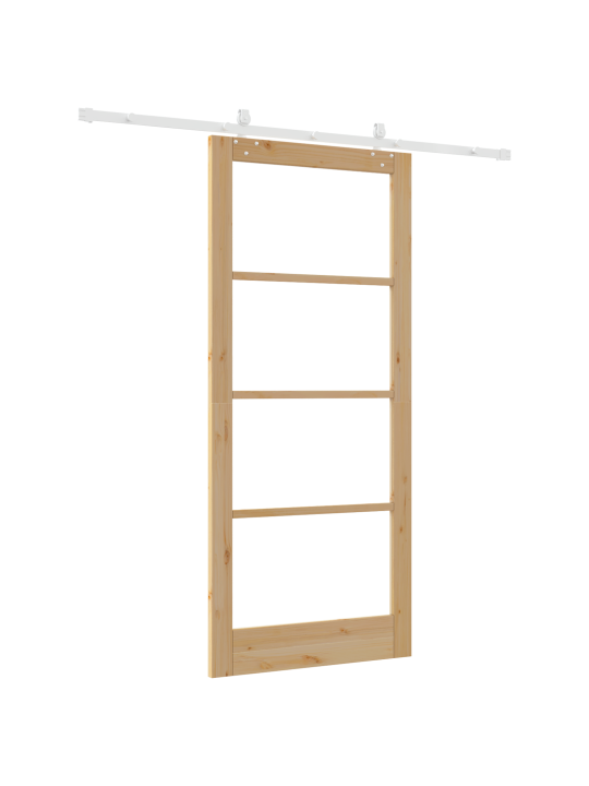 Posuvné dveře se sadou hardwaru 93x211 cm z masivního borového dřeva, interiérové dveře se sklem 'orkdal'93x211x4 cm z masivního borového dřeva