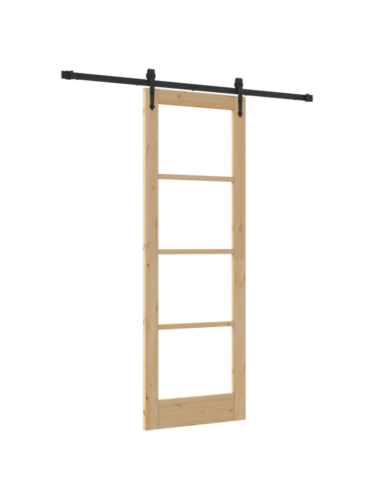 Posuvné dveře s hardwarovou sadou 73,5x211 cm masivní dřevo borovice, vnitřní dveře se sklem 'orkdal'73,5x211x4 cm masivní dřevo borovice