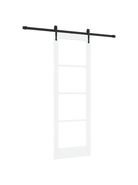 Posuvné dveře se sadou kování bílá 73,5x211 cm masivní borové dřevo, vnitřní dveře se sklem 'orkdal'bílá 73,5x211x4 cm
