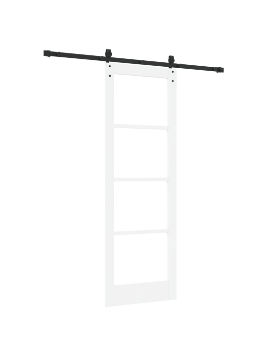 Posuvné dveře se sadou kování bílá 73,5x211 cm masivní borové dřevo, vnitřní dveře se sklem 'orkdal'bílá 73,5x211x4 cm