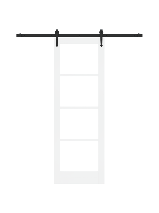 Posuvné dveře se sadou kování bílá 73,5x211 cm masivní borové dřevo, vnitřní dveře se sklem 'orkdal'bílá 73,5x211x4 cm