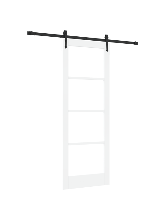 Posuvné dveře se sadou komponentů bílých 78x211 cm z masivního dřeva borovice, vnitřní dveře se sklem 'orkdal'bílé 78x211x4 cm