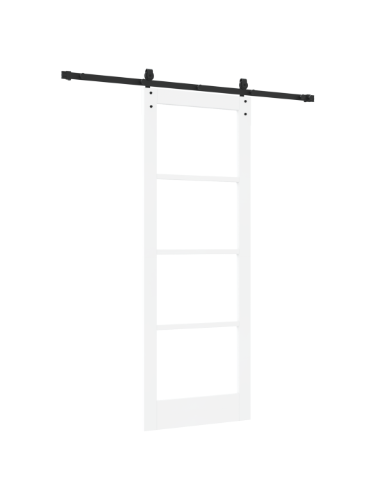 Posuvné dveře se sadou komponentů bílých 78x211 cm z masivního dřeva borovice, vnitřní dveře se sklem 'orkdal'bílé 78x211x4 cm