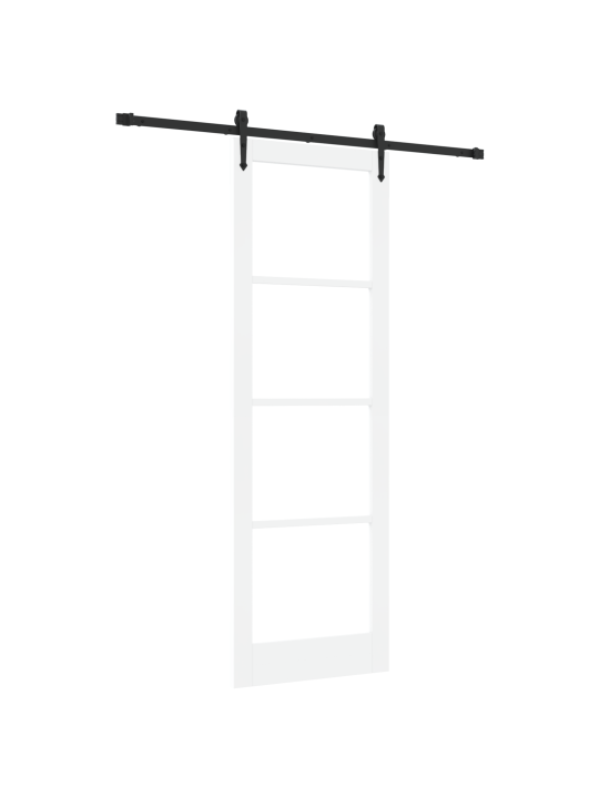 Posuvný dveře s hardwarovou sadou bílá 78x232 cm zdravé dřevo borovice, interiérové dveře s sklem 'orkdal'bílá 78x232x4 cm