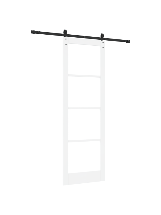 Posuvný dveře s hardwarovou sadou bílá 78x232 cm zdravé dřevo borovice, interiérové dveře s sklem 'orkdal'bílá 78x232x4 cm