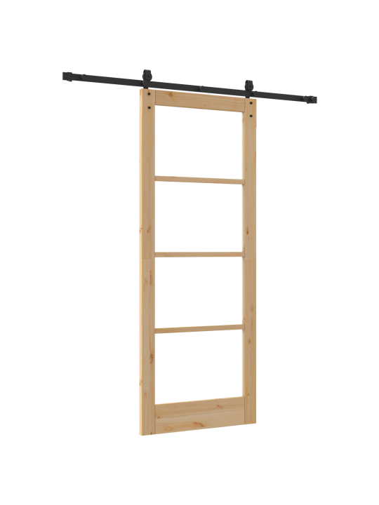 Sada posuvných dveří s hardwarem 83x211 cm masivní dřevo borové, interiérové dveře s sklem 'orkdal'83x211x4 cm masivní dřevo borové