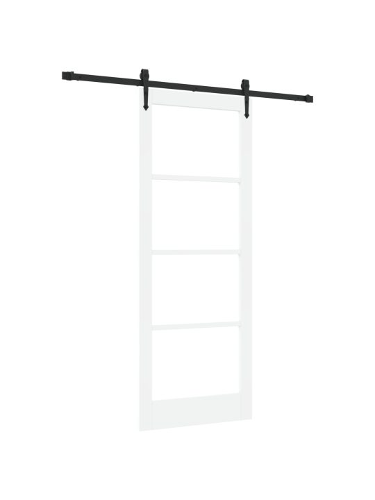 Posuvné dveře s příslušenstvím bílá 83x211 cm z masivního borového dřeva, interiérové dveře se sklem 'orkdal'bílé 83x211x4 cm
