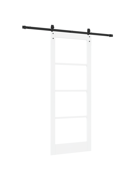 Posuvné dveře s příslušenstvím bílá 83x211 cm z masivního borového dřeva, interiérové dveře se sklem 'orkdal'bílé 83x211x4 cm