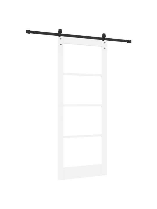 Posuvné dveře s kováním bílá 86x211 cm masivní borové dřevo, interiérové dveře se sklem 'orkdal'bílá 86x211x4 cm