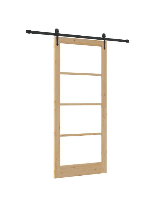 Posuvný dveře s hardwarem 93x211 cm z masivního borového dřeva, interiérové dveře s hladkým sklem 'orkdal'93x211x4 cm z masivního borového dřeva