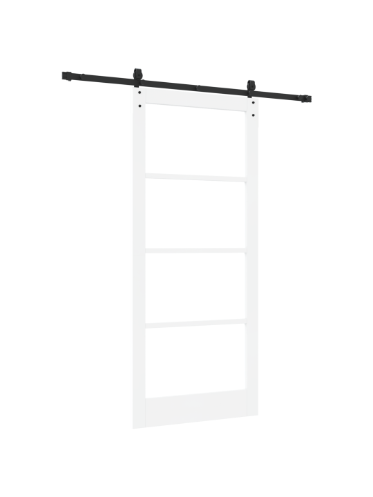 Sada posuvných dveří s montážní sadou bílá 93x211 cm masivní dřevo borovice, vnitřní dveře s sklem 'orkdal'bílá 93x211x4 cm