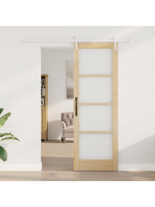 Posuvný dveře se sadou kování 73.5x211 cm z masivního borovýho dřeva