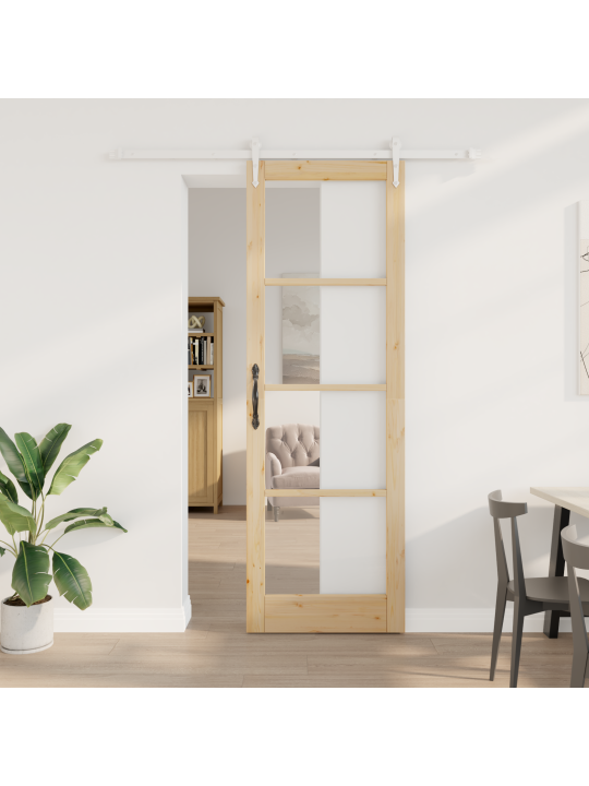Posuvné dveře s hardwarovou sadou 78x232 cm z masivního dřeva borovice