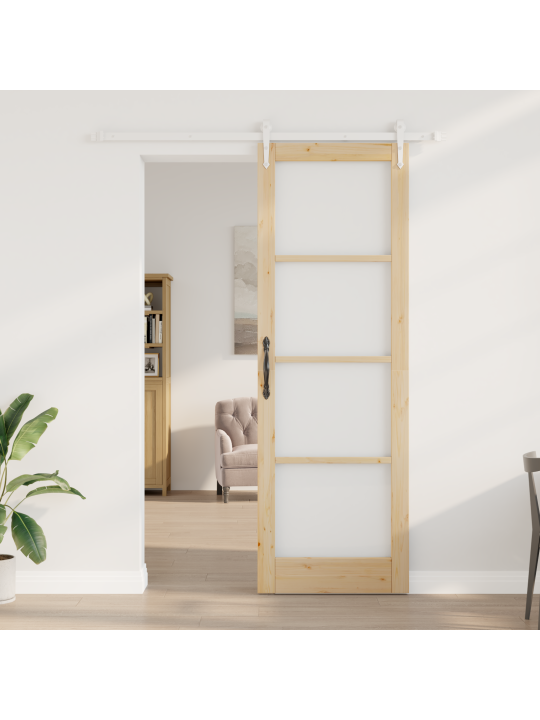 Posuvné dveře s hardwarovou sadou 78x232 cm z masivního dřeva borovice